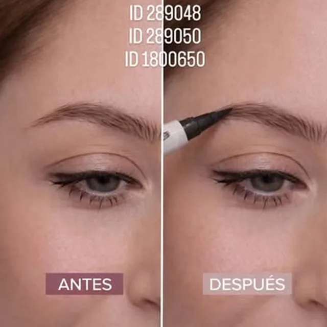 Antes y después de producto para cejas